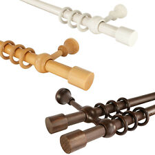 Gardinenstangen Vorhangstangen 28 mm Holz mit Endstück Kappe 1- oder 2-läufig