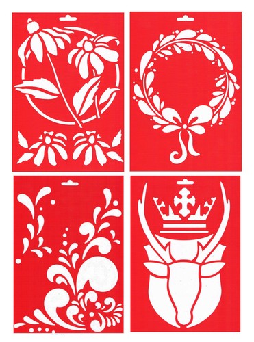 Schablone blüten wappen - schablone, a4