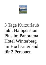 Hotelgutschein Wellness Winterberg 2 ÜN/HP+ für 2 Pers.  im DZ Hammerpreis!!!