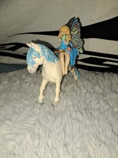 Pferd mit Fee Elfe Figur blau