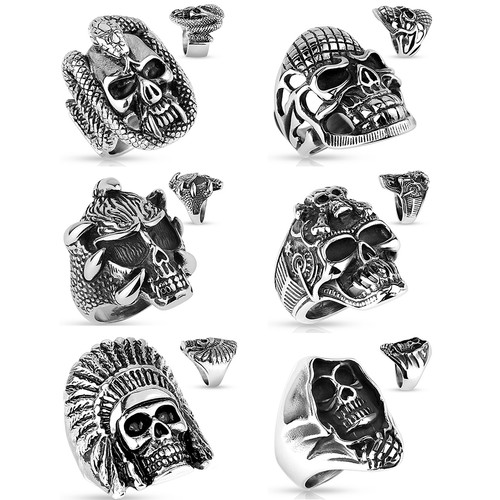 316l edelstahl ring totenkopf - edelstahl,