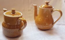 2 Shabby Kannen 70er Vintage feuerfest Teekannen Keramik 500 ml ocker gelb