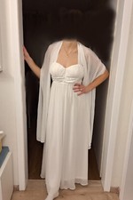 Abendkleid lang, weiß, mit Stola, Modell Laura Scott Evening, ca. Größe 38