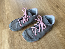 Schuhe Kinderschuhe Gr. 23 Pepino Leder grau rosa zum Binden Schnürsenkel bequem