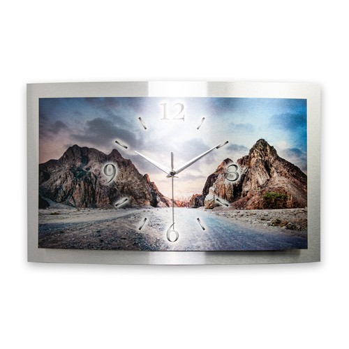Berglandschaft funk wanduhr - berglandschaft, 3d-funk-wanduhr
