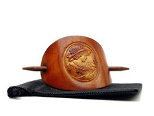 Vickys World Leder Haarspange - Gemme - OX Antique Cameo Friederike