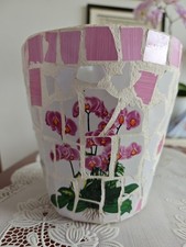 Orchideentopf Blumentopf Übertopf Mosaik rosa weiß