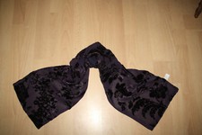 Schöner Schal Tuch Ausbrennersamt Lila Blumen Doppellagig 22 x 128 cm Neu!