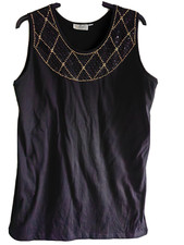 wie NEU* Party Long Top 42/44 Tunika schwarz-gold Pailletten Glitzerperlen