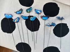 Schmetterlinge Spieße 10 Stück Blau Bunt Deko 25 cm Stecker Plastik