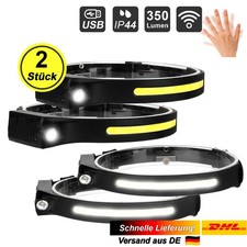 2x Eaxus® weitwinkel Licht Band COB LED Kopf- Stirnlampe mit Sensor + 5 Modi