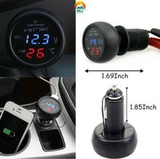 3in1 Autoladegerät Voltmeter Thermometer Zigarettenanzünder Car Charger Digital