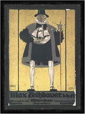 Max Zechbauer. Zigarren Ludwig Hohlwein 1909 München Kunstdruck Faks_Werbung 971