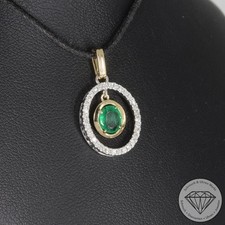 Wert 1750 € Diamant Smaragd Anhänger 585 14 Karat Gelb Gold & 950 Platin xxyy