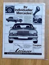 Lorinser Mercedes W116 W126 Tuning S-Klasse Original 1981 Vintage Advert Werbung