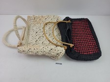 2x Damentaschen Handtaschen Bambusgriff 60er Jahre Retro Vintage #253128