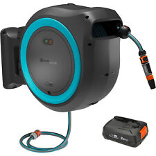 Gardena 18640-20 Wand-Schlauchbox mit Akku PowerRoll 35m-Türkis