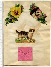 Konvolut Oblaten Katzen Blumen etwa 1895
