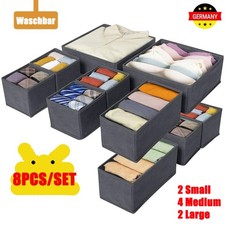 8Tlg Schubladen organizer Aufbewahrungsboxen Ordnungsboxen Faltbox faltbar grau
