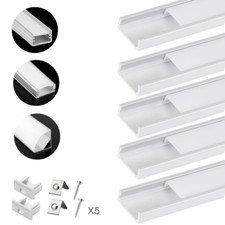 5/10x 1m LED Aluminium Profil Alu Schiene Streifen Kanal Modelle Leiste V/U form