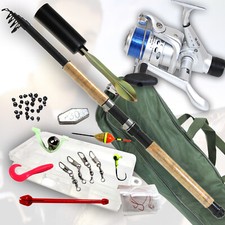 VARIO KOMPLETT ANGELSET KARPFEN Rute Rolle Rutenhalter Rutentasche Köderbox Set