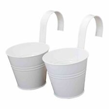 BLUMENTOPF 2er Weiss 16cm Zink Mit Halter farbige Töpfe modern Dekoration Haus