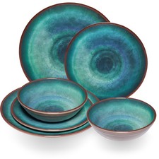 Melamin Geschirr Set Grün Steingut-Optik Campinggeschirr Outdoor Camping BP