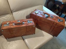 Echt-Leder-Koffer-Set cognac (2 Größen)- ideal für Oldtimer - guter Zustand !