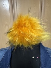 XXl Bommel für Mütze Pompon Echtbommel Waschbärfell mit Druckknöpfe . Ø 18 cm