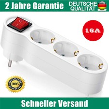 3fach Steckdosenadapter Mehrfachstecker Adapter für Steckdose mit Schalter