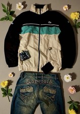 Lacoste Jacke Herren Größe L Schwarz Weiß Türkis Trackjacke