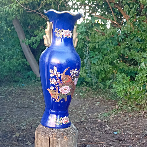 Keramikvase blau glänzend