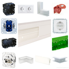 Brüstungskanal Kabelkanal Gewiss 70x130 mm weiß + Schaltermaterial Steckdosen