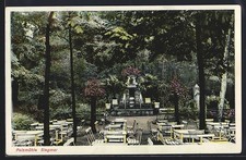 Siegmar, Gasthaus Pelzmühle, Garten mit Brunnenanlage, Ansichtskarte 1941 