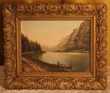 Antikes Ölgemälde Alpensee Romantiker 19. Jh.