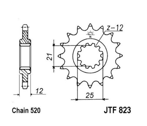Ritzel zähne teilung - 12,