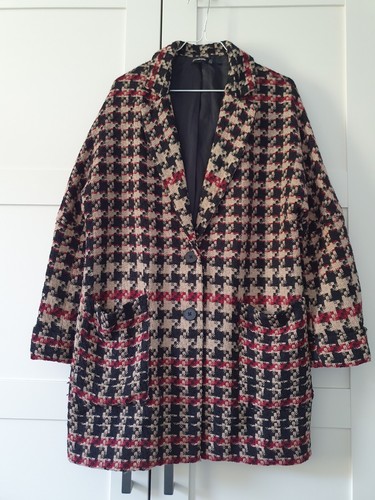 Mantel beige schwarz rot - mantel,