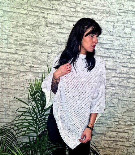 Poncho handarbeit gestrickt - poncho,