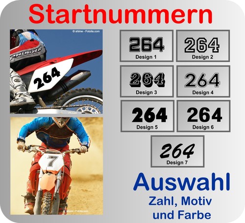 Startnummer motorrad - 3x,