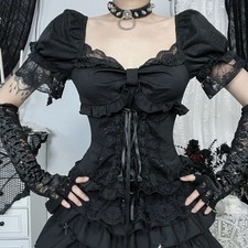 Damen Gothic Bluse Spitze