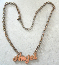 Moderne Kette Schmuck rose-goldfarbend Schrift Angel Karabinerverschluss Nr.3057