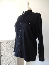 BAT ATTACK Hemd Herren S Schwarz 98% Baumwolle Knöpfe in Silber *Gothic*