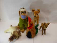 Altes Konvolut Steiff Tiere 2x Reh, 1x Hahn, 1x Hund, 1x Affe