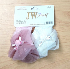 Söckchen Baby/Mädchen, 2er Set, Rosa/Weiß Tüll/Spitze, Perle + Glitzerstein,