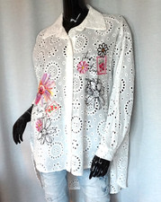 Boho Lochstickerei Hemd Bluse