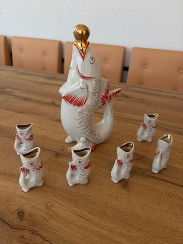 Porzellan fisch likörset - porzellan,