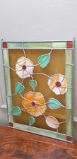 Schöne Bleiverglasung Vintage Glasblume Blumen Tiffany Fensterbild 45cm x 35cm