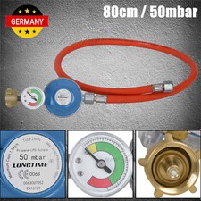 Gasregler Gas Druckminderer 50 mbar Druckregler Camping Manometer Schlauch 80cm