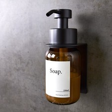 Glas Seifenspender mit Wandhalterung selbstklebend ohne Bohren Edelstahl 250 ml