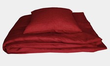Leinen Bettwäsche Set 2Tlg. Rot 100% Öko Leinen 135x200/80x80